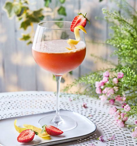 Pimm's clover club recipe | Sainsbury`s Magazine Sizzling Recipe, Magazine Recipe, Clover Club, Easy Lunch Boxes, Cocktail And Mocktail, Strawberry Syrup, Viewing Party, Summer Barbecue, Sunday Roast