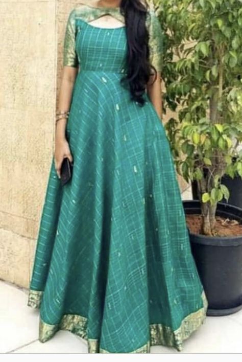 Saree Long Frock Designs, Kids Party Wear Dresses, Simple Frock Design, Frock Designs, Long Frock Designs, Long Gown Design, Simple Frocks, Girls Dresses Sewing, Long Frock