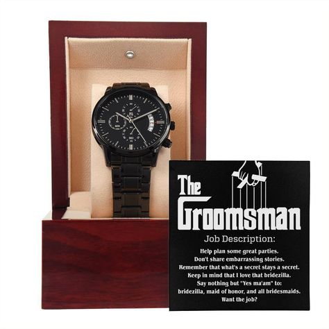 🕵️‍♂️Uncover the secret behind the perfect groomsman job description with our sleek Black Chronograph Watch 🎊💍💼 Propose to your best man in style and keep it a secret 😉 #GroomsmanJobDescription #WeddingProposal #GroomsmenGifts #BlackChronographWatch #StayASecret #BestMan #WeddingPlanning #GroomToBe #GroomsmenDuties #BridalParty Shop Now https://bit.ly/4cG0x3f Embarrassing Stories, Say Nothing, Moon Gifts, Proposal Gifts, Wedding Watch, Job Description, Watch Gifts, Groomsman Gifts, Message Card