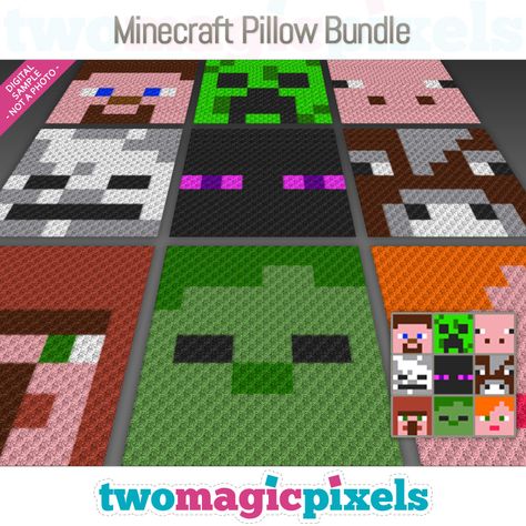 Minecraft Graph, Blanket Pattern Knitting, Minecraft Blanket, Minecraft Pillow, Magic Pixels, Two Magic Pixels, Minecraft Crochet, Cross Stitch Graph, Tunisian Simple Stitch