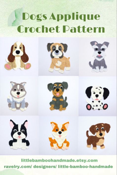 Crochet Dog Square, Crochet Dog Applique Pattern Free, Crochet Dog Bone Applique Pattern Free, Crochet Dog Applique, Crochet Bulldog Applique, Crochet Puppy Applique Free Pattern, Crochet Dog Motif Applique Patterns, Applique Cat, Freeform Crochet Dog