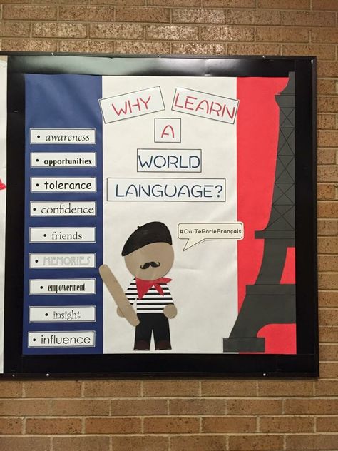 Why learn a language                                                                                                                                                      More Language School Decoration, French Class Decorations, Foreign Language Classroom Decorations, Foreign Language Bulletin Board Ideas, French Classroom Decorations Ideas, French Classroom Display, French Bulletin Board Ideas, French Classroom Ideas, French Bulletin Boards