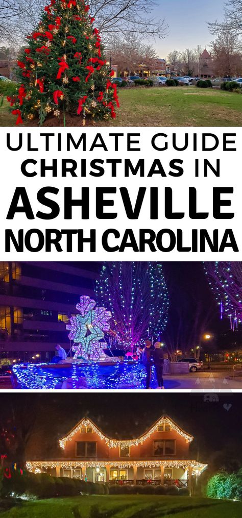 Asheville North Carolina is soooo pretty at Christmas time! Between the Biltmore and the downtown Christmas lights this is one of my favorite Christmas cities!! #OurRoamingHearts #AshevilleNC #NorthCarolina Asheville North Carolina | Asheville Hikes | Asheville Christmas | Asheville with Kids Christmas In North Carolina, Asheville Christmas, Asheville Winter, Nyc Culture, Christmas Trips, Asheville Hikes, Ashville North Carolina, North Carolina Attractions, Christmas Towns