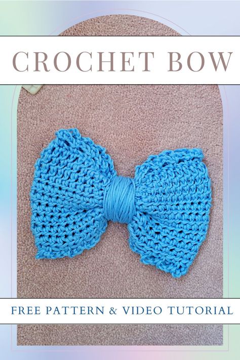 Crochet this lovely and easy bow with the free pattern and video tutorial, available on my blog and Youtube channel. This project is crocheted with cotton yarn, and is very elegant and sleek too. This is a versatile crochet pattern which can be made in many different colors too. Crochet Bows Free Pattern, Dainty Crochet, Feminine Crochet, Crochet Hair Bows, Cottagecore Crochet, Easy Bow, Spring Crochet, Elegant Crochet, Crochet With Cotton Yarn