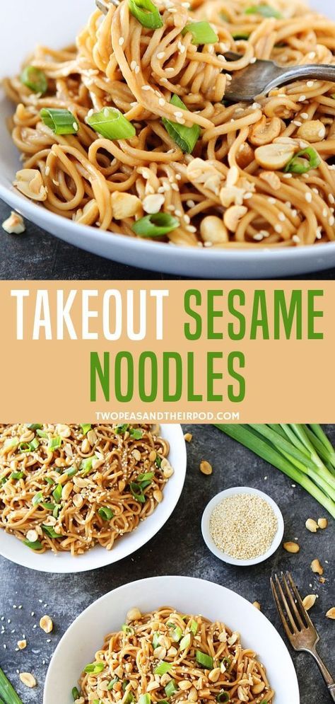 Definitely tastier than any takeout style sesame noodles great for busy weekdays! Made in just 20 minutes, savor this Asian inspired dish with chopped peanuts and sesame seeds. Surprisingly, warm or cold, it tastes delicious too! Try it now! Simple Sesame Noodles, Sesame Noodles Recipe, Cold Sesame Noodles, Noodles Recipes, Cibo Asiatico, Sesame Noodles, Asian Inspired Dishes, Pasta Night, Noodles Recipe