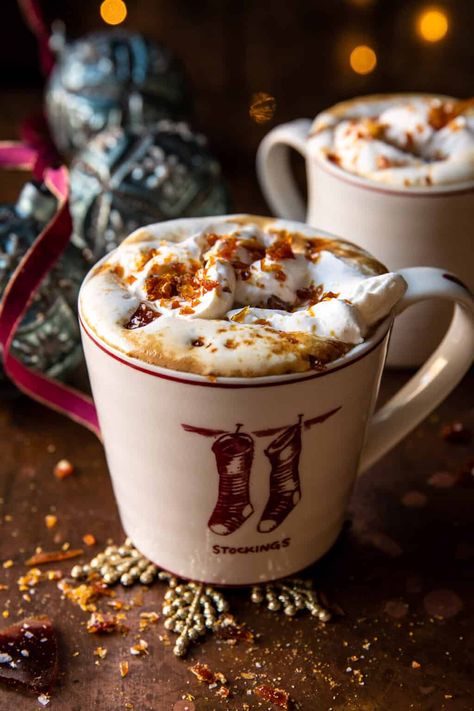 Salted Caramel Brulee Latte | halfbakedharvest.com Caramel Brûlée, Caramel Brulee, Caramel Brulee Latte, Half Baked Harvest Recipes, Gingerbread Latte, Caramel Latte, Harvest Recipes, Homemade Hot Chocolate, Half Baked