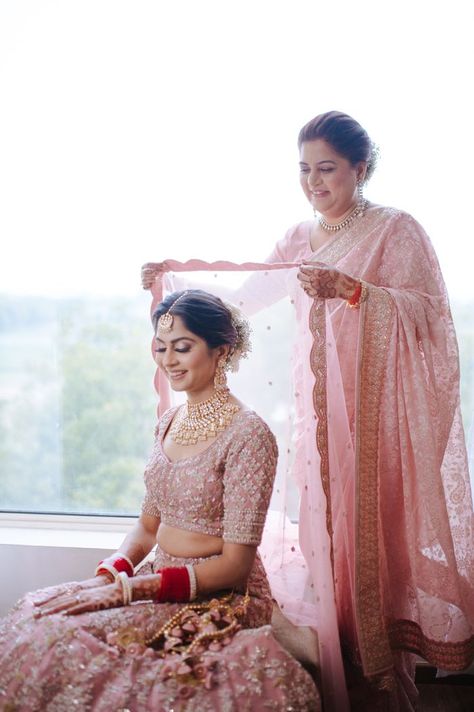 Moms And Daughters Who Twinned On The Wedding And How! | WedMeGood Mother Daughter Wedding Photos, Getting Ready Shots, Mother Daughter Poses, Mother Daughter Wedding, Brides Mother, Indian Wedding Poses, Bride Photos Poses, Brides Mom, Delhi Wedding