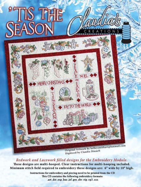 Season Embroidery, Season Art, Christmas Embroidery Patterns, Embroidery Vintage, Holiday Quilts, Sewing Patterns For Kids, Machine Embroidery Applique, Mccalls Patterns, Christmas Quilts