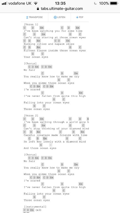 ocean eyes - Billie Eilish guitar tab Billie Eilish Ukulele Chords, Can You Feel The Love Tonight Ukulele Tab, Billie Eilish Guitar Chords, Billie Eilish Ukulele, Guitar Songs Billie Eilish, Billie Eilish Guitar, I Lava You Ukulele Chords, Songs Billie Eilish, Fly Me To The Moon Ukulele Tab