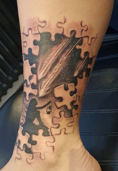 3d Puzzle Piece Tattoo, Puzzle Tattoo Design, Jigsaw Puzzle Tattoo, Ricky Tattoo, Cool Heart Drawings, Unique Tattoos With Meaning, Puzzle Tattoo, 2024 Tattoo, Unique Half Sleeve Tattoos