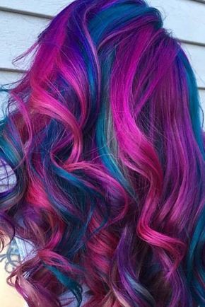 Purple And Blue Hair, Galaxy Hair Color, Mermaid Hair Color, Galaxy Hair, Vivid Hair Color, Rainbow Hair Color, Hair Color Crazy, Bright Hair Colors, Beautiful Hair Color