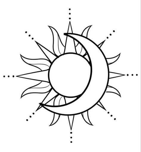 Sun And Moon Coloring Pages, Sun And Moon Coloring, Moon Sun Tattoo, Sun Tattoo Designs, Moon Coloring Pages, Sun Drawing, Sun And Moon Drawings, Sun Tattoos, Small Hand Tattoos