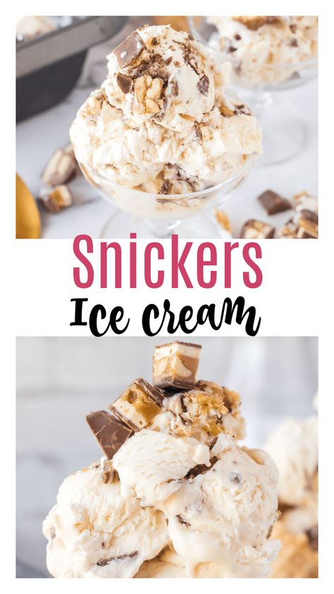 Ninja Creami Snickers Ice Cream, Ice Cream Recipes Cuisinart Machine, Ice Cream Freezer Recipes, Snicker Ice Cream, Ice Cream Machine Recipes, Homemade Snickers Ice Cream, Ice Cream No Machine, Peach Cobbler Cheesecake Recipe, Cream Deserts