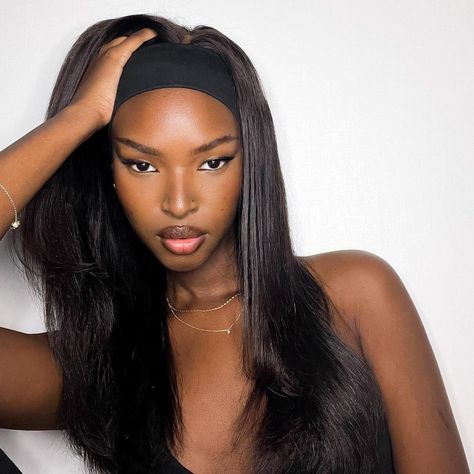 Wigs For Black Women Straight, Straight Headband Wig, Headband Wigs For Black Women, Headband Wig, Black Wig, Headband Wigs, Straight Wig, Wigs For Black Women, Headbands For Women