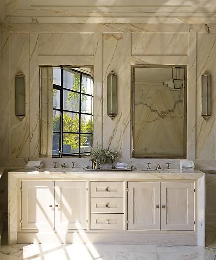 The Glamorous Bathrooms of Steven Gambrel | Sr Gambrel, Steven Gambrel, Glamorous Bathroom, Parisian Home Decor, Timeless Interiors, Bathroom Design Inspiration, Marble Bathroom, Bathroom Renos, Beautiful Bathrooms