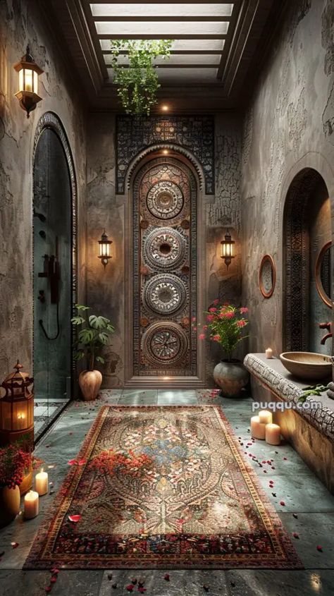 Moroccan Inspired Bathroom, Moroccan Style Bathroom, Moroccan Bathroom, Decor Images, Home Decor Spring, Unique Tile, Stunning Bathrooms, Bathroom Design Decor, Home Decor Bathroom