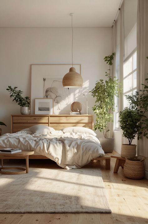 Wooden Floor Bedroom Ideas, Wooden Floor Bedroom, Scandinavian Bedroom Minimalist, Bedroom Wooden Floor, Floor Bedroom Ideas, Dark Wood Floor, Inspired Wallpaper, Bedroom Minimalist, Floor Bedroom