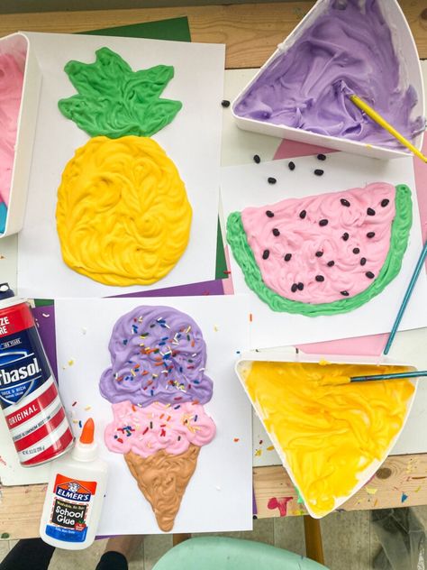 Puffy Paint Crafts, Diy Puffy Paint, Afterschool Program, Summer Camp Art, Ocean Animal Crafts, 4h Ideas, Salt Painting, Daycare Ideas, Kids Crafting