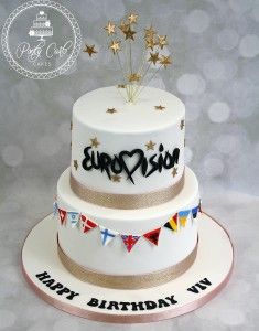 Eurovision Birthday Cake. - http://pontycarlocakes.com/eurovision-birthday-cake/ #2Tier, #Birthdaycake, #Cake, #Eurovision, #Ganache, #Gold, #Pontycarlocakes, #Sharpedge Eurovision Cake Ideas, Eurovision Cake, Eurovision Party, The Best Cakes, Eurovision 2023, Best Cakes, 40th Birthday Cakes, Crazy Cakes, Viewing Party