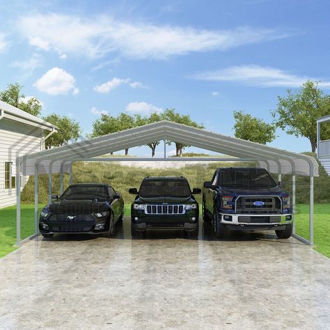 Classic Carport - 24'W x 20'L x 7'H - Carport or Shelter - Building Kits Diy Carport, Carport Covers, Carport Patio, Carport Kits, Carport Plans, Steel Carports, Patio Benches, Car Shelter, Steel Trusses