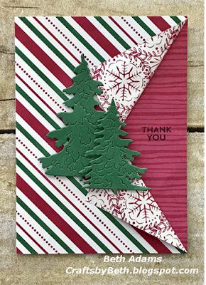 Crafts by Beth: Christmas Thank You Simple Christmas Cards, Handmade Christmas Card, Christmas Thank You, Homemade Christmas Cards, Christmas Card Crafts, Christmas Tree Cards, Tree Cards, Diy Christmas Cards, Christmas Cards To Make