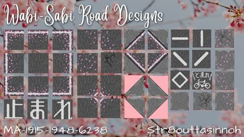 I finally uploaded my road design!! Im so happy with how it came out 😁feel free to use them and please tag me if you post pictures! (@str8outtasinnoh) 💜💜💜 Acnh Cherry Blossom Road Design Code, Sakura Road Acnh, Japanese Road Animal Crossing, Acnh Citycore Road Codes, Acnh Sakura Path, Acnh Road Design Code, Acnh Tokyo, Acnh Sanrio Island, Animal Crossing Island Codes