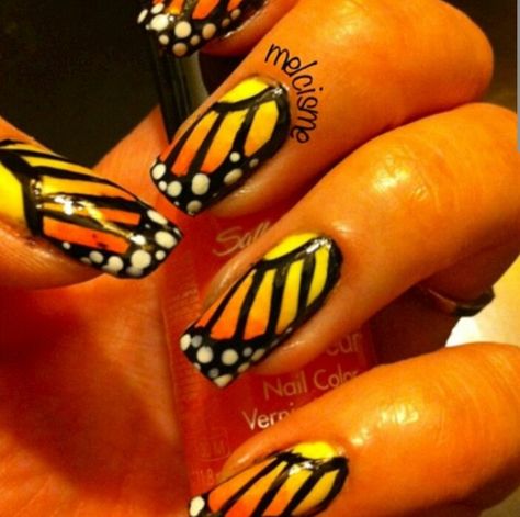 Butterfly nail art Monarch Nails, Monarch Butterfly Nails, Butterfly Nails, Butterfly Nail Art, Butterfly Nail, Style Aesthetic, Monarch Butterfly, Cute Acrylic Nails, Natural Nails