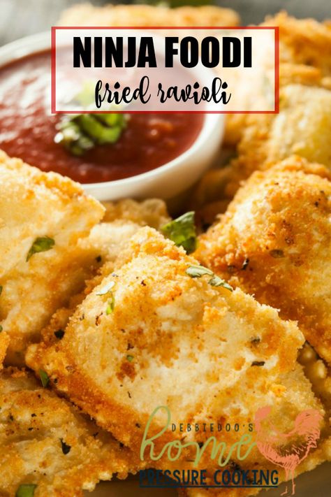 Ninja Foodi Fried Ravioli - Home Pressure Cooking Instant Pot Bites Mold Recipes, Pressure Cooker Porcupine Meatballs, Ninja Foodie Smart Lid Recipes, Meatballs Ninja Foodi, Eggbites Instantpot, Fried Ravioli, Ninja Cooking System Recipes, Pressure Cooking Today, Toasted Ravioli