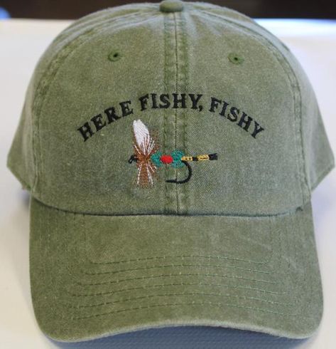 Do you love to Fly Fish? Or know someone who does? This is a perfect cap for any Dad, Grand-dad, Husband, or any man or women in your life.Cap Information-100% cotton pigment dyed twillUnstructured, six-panel, low profileSelf-fabric sweatband and six sewn eyeletsAll Embroidery is done at Dolce Embroidery Embroidery Hats For Men, Styling Hats Women, Styling Baseball Caps, Cute Hats For Women, Granola Girl, Cute Fits, Baseball Caps, Gifts For Men, Things To Buy