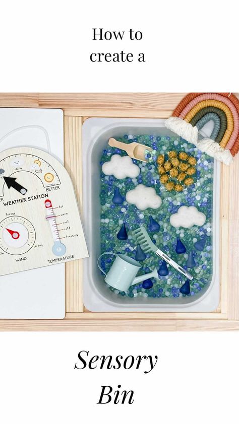 Water Cycle Sensory Bin, April Showers Sensory Bin, Water Bead Sensory Bin, Water Beads Sensory Bin, Weather Sensory Bin, Chloe X Halle Do It, Sensory Boxes, Teaching Toddlers, Sensory Table