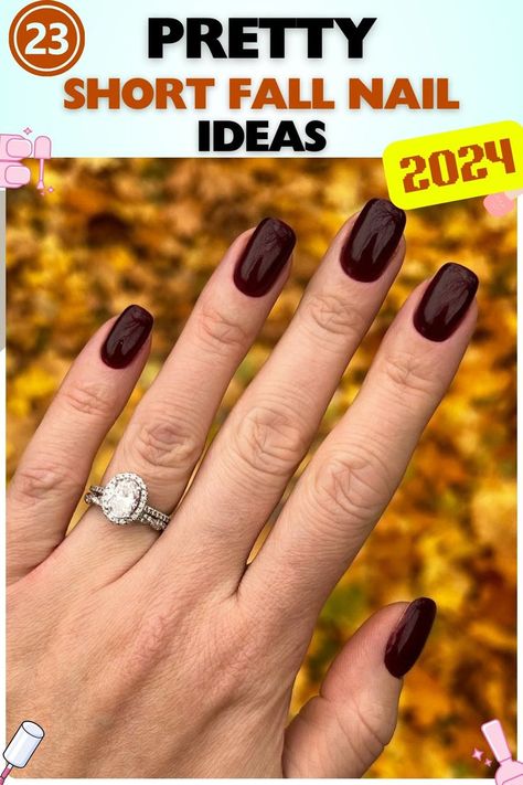 Deep glossy acrylic short fall nails, perfect for adding sophistication to any autumn outfit or event. Short Fall Nail Ideas, Short Fall Nail, Fall Nail Ideas, Glitter Accent Nails, Fall Manicure, Fall Nail Trends, Manicure Inspiration, Subtle Nails, Steel Nails