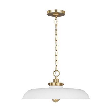 Chapman & Myers Wellfleet Matte White 20-Inch One-Light Pendant CP1231MWTBBS | Bellacor Oyster Catcher, Out Space, Home Kitchen Decor, Factory Lighting, Painted Kitchen, Collar Chain, Generation Lighting, Burnished Brass, Barn Lighting