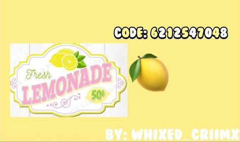 Lemonade Stand Bloxburg Decals, Bloxburg Lemonade Stand Decals, Bloxburg Lemonade Stand, 2 Story Craftsman House Plans, Bloxburg Cafe, Lemonade Stand Sign, Decals Bloxburg, Bloxburg Town, Picture Codes