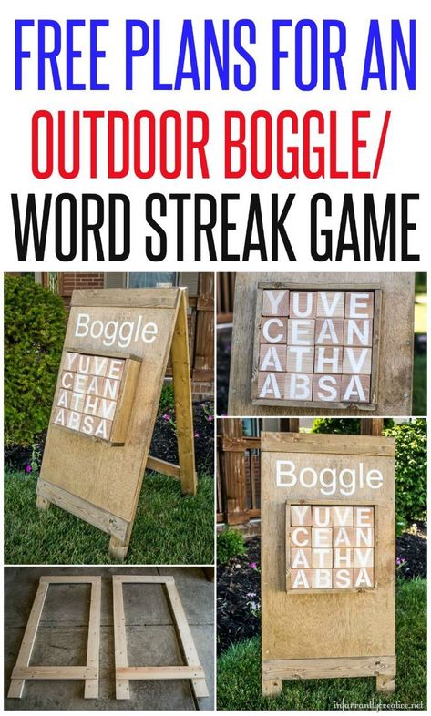 Get outside and play Boggle/Word Streak with your family and friends with this DIY outdoor game and free building plans! Boggle Game, Giant Yard Games, Diy Yard Games, Outside Games, Game Diy, Outdoor Game, Scout Ideas, Corn Maze, Yard Games