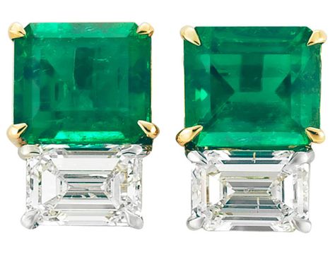 Emerald Cut Diamond Earrings, Emerald And Diamond Earrings, Diamond Jewel, Diamond Star, Old Jewelry, Emerald Jewelry, Emerald Cut Diamonds, Gems Jewelry, Emerald Diamond