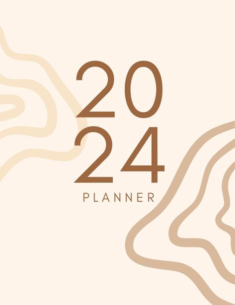 a white and brown poster with the number twenty four Monthly Planner Cover Design, 2024 Planner Cover, Budget Planner Cover, Neutral Planner, Planner Cover Page, Free Weekly Planner Templates, Year Recap, Digital Planner Cover, Monthly Recap