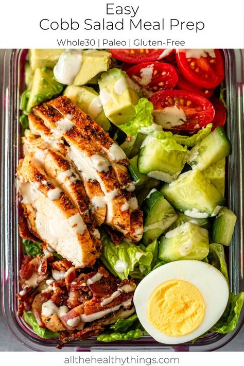 Cobb Salad Meal Prep, Easy Cobb Salad, Sandwich Wraps, Salad Meal Prep, Healthy Lunch Meal Prep, Resep Diet, Easy Healthy Lunches, Easy Healthy Meal Prep, Makanan Diet