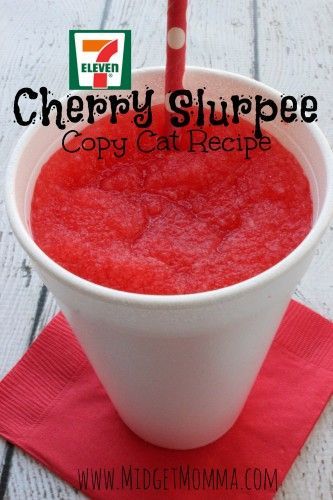 7-Eleven Slurpee Copy Cat recipe. Skip having to go to 7-11! You can make this copy cat right at home whenever you want it! Cherry Slushie Recipe, Homemade Slushies, Copy Cat Recipe, Icee Recipe, Chick Fil A Sauce, Slushie Recipe, Kid Drinks, Copycat Restaurant Recipes, 7 Eleven