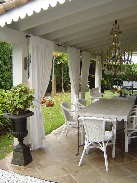 Porch Exterior, Dream Porch, Outdoor Curtains For Patio, Pergola Swing, Patio Curtains, Pergola Attached To House, Pool Decor, Drapery Rods, Pergola Plans