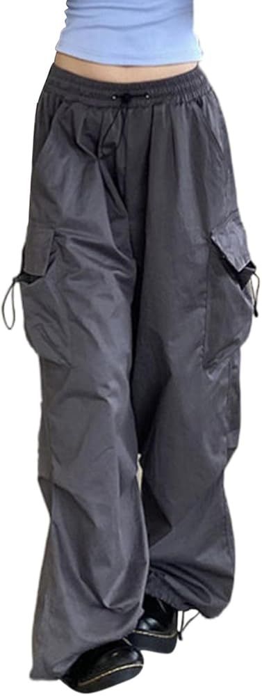 Amazon.com: Baggy Parachute Pants for Women Drawstring Elastic Low Waist Ruched Cargo Pants Multiple Pockets Jogger Y2K Pants Argo Pants Women Baggy, Parachute Pants for Women Trendy 2024 Y2K Pants Streetwear : Sports & Outdoors Casual Baggy Jeans, Cargo Pants Women Baggy, Girls Black Jeans, Girls Cargo Pants, Girls Ripped Jeans, Pink Cargo Pants, Y2k Cargo Pants, Trendy Stuff, Harajuku Clothes