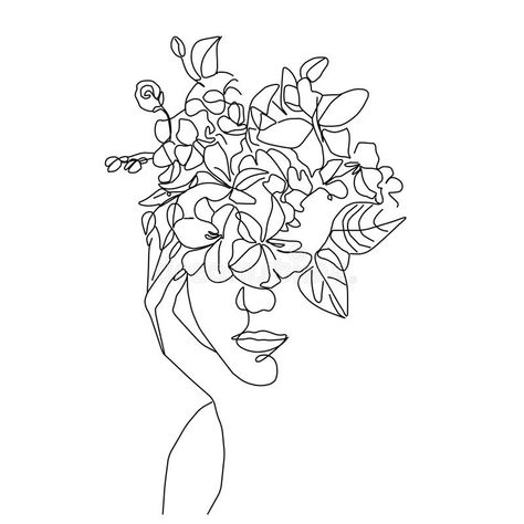 Flowers Coming Out Of Head Tattoo, Woman Flower Head Tattoo, Head Flowers Tattoo, Head With Flowers Coming Out Drawing, Flowers Growing Out Of Head Tattoo, Flowers Growing Out Of Head, Flower Head Tattoo, Hands With Flowers, Makeup Artist Cards