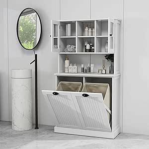 Cabinet Hamper, Laundry Room Storage Cabinets, Hidden Laundry Hamper, Laundry Room Storage Cabinet, Laundry Hamper Cabinet, Hamper Cabinet, Laundry Cabinet, Food Storage Cabinet, Trash Can Cabinet