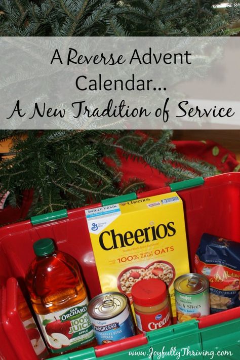 Reverse Advent Calendar Idea - Want a new tradition of service this year? I love this idea! Reverse Advent Calendar, Christmas Picture Books, Christmas Service, Advent Activities, Jesus Birthday, Advent Season, Diy Gifts For Kids, Diy Advent Calendar, Christmas Advent Calendar