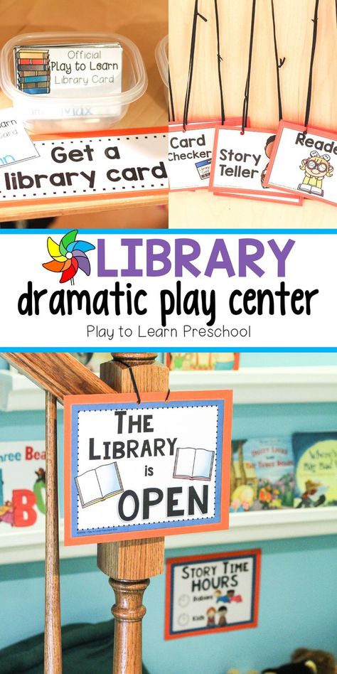 Preschoolers love dramatic play. They get to practice their verbal skills, writing, reading, and even math skills. This library dramatic play center was great for our students during our fairy tale theme. It was pretty simple to set up and our students really enjoyed it. #dramaticplay #preschoolactivities Dramatic Play Library, Library Dramatic Play, Dramatic Play Activities, Preschool Library, Dramatic Play Themes, Dramatic Play Center, Purposeful Play, Library Center, Reggio Classroom