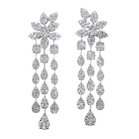 Diamond, Pearl and Antique Chandelier Earrings - 1,574 For Sale at 1stdibs - Page 14 Luxury Diamond Danglers, Indian Diamond Jewellery Earrings, Luxury Glamorous Earrings With Brilliant Cut, Dangling Chandelier, Real Diamond Earrings, Diamond Chandelier Earrings, Gold Chandelier Earrings, Engagement Earrings, Chandelier Modern