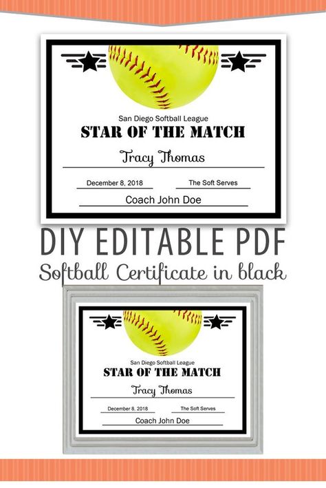 Softball Awards, Sponsorship Letter, Softball Party, Wristband Template, Printable Sports, Free Certificate Templates, Award Template, Editable Certificates, Awards Certificates Template