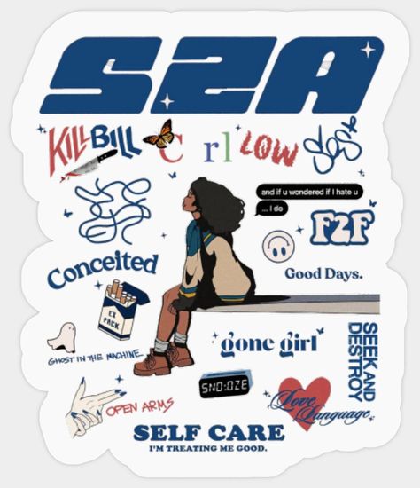 Categories Home & Living / Stickers SKU P40330630-WHI-2X2_B-K-8px63ZeW The product unique design you searched for is Sza Sos Full Tracklist Stickers, Vintage Sza Stickers, S.Z.A S.O.S Stickers For belong theme Stickers at Printerval Say exactly what you want with these cool stickers. Say more with less with the ultimate flexibility for implementing your vision. Start with one, end with lots, there Sza Stickers Printable, Tuft Designs, Sza Poster Art, Sza Sticker, Sos Sza, Girl Celebs, Sza Aesthetic, Sza Sos, Stickers Cool