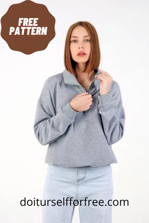 Discover an extensive collection of complimentary sewing patterns sourced globally at doiturselfforfree.com. Craft exquisite items for individuals of all ages, including children, babies, men, women, and even home decor—all at no cost. Access these free patterns conveniently in PDF format. Quarter Zip Sewing Pattern, Sweater Sewing Pattern Free, Hoodie Sewing Pattern Free, Sweatshirt Sewing Pattern, Sweatshirt Sewing, Sewing Pattern Free, Hoodie Sewing Pattern, Clothing Pattern Design, Quarter Zip Hoodie