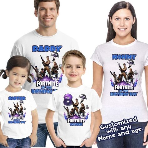 10 fornight ‘ monthan Fortnite Party, Fortnite Birthday, Shirt Cake, Gamer Birthday, Fortnite Game, Custom Birthday Shirts, Family Birthday Shirts, 9th Birthday Parties, 13th Birthday Parties