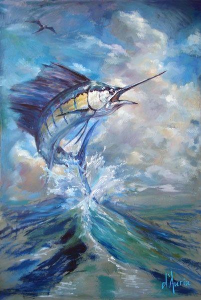 By Tom Dauria Lobster Art, Marlin Fish, Marine Art, Hur Man Målar, Landscape Scenery, Fish Painting, Fish Art, Posters And Prints, Marine Life